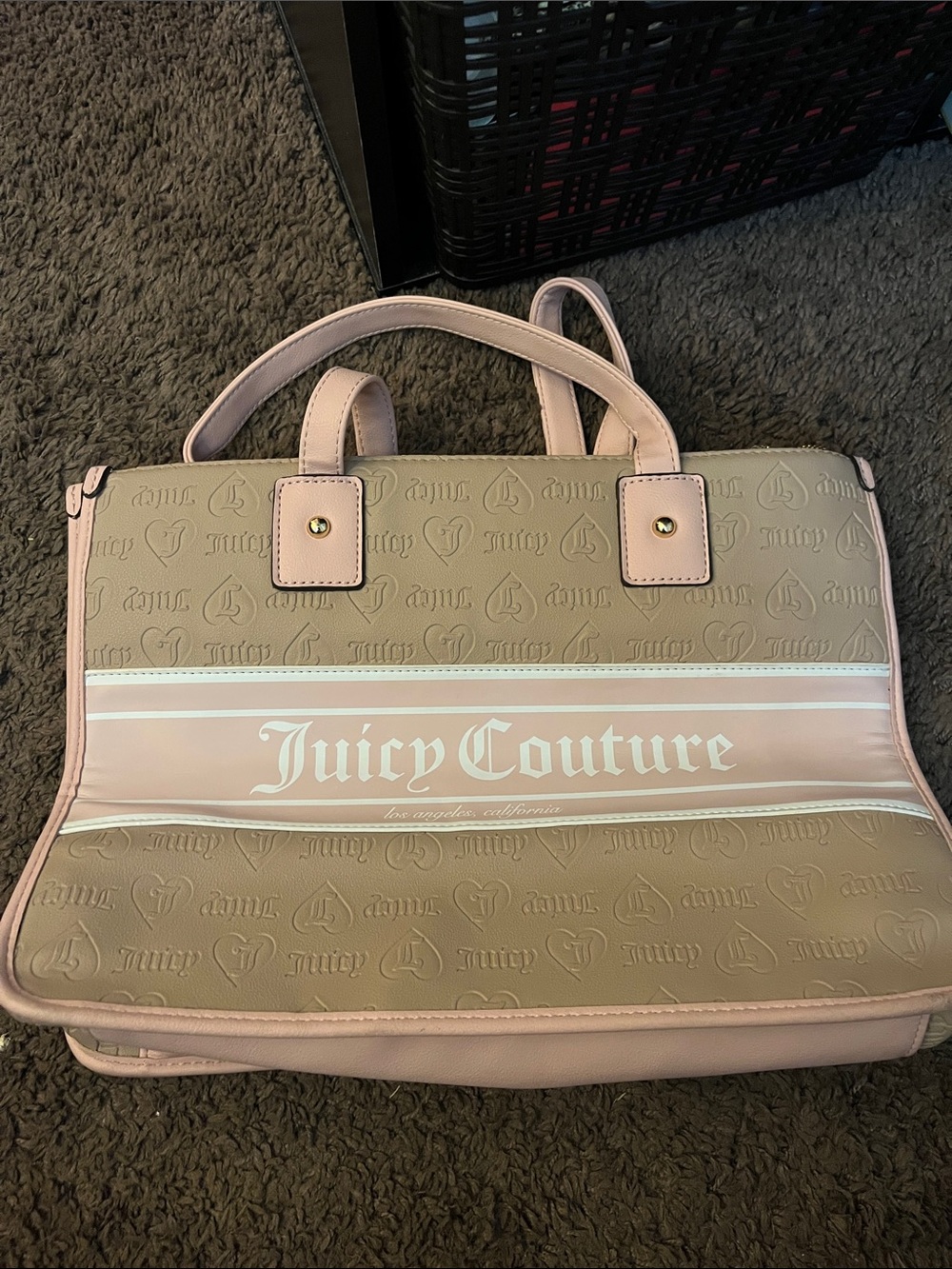Juicy Couture Beige and Light Pink Signature Tote
